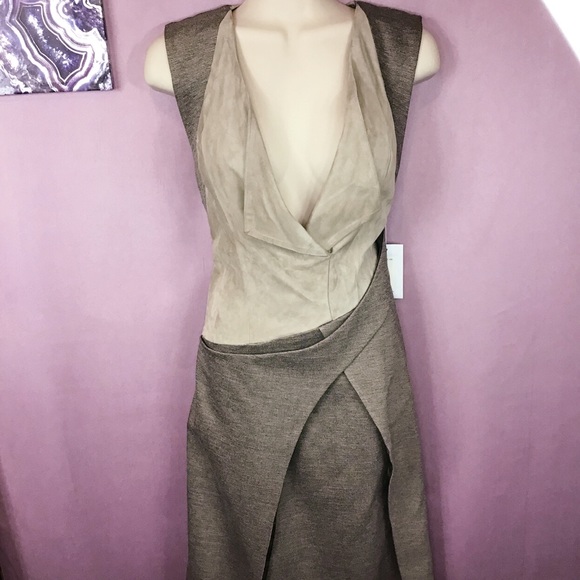 Christian Cota Mixed Suede business wrap dress